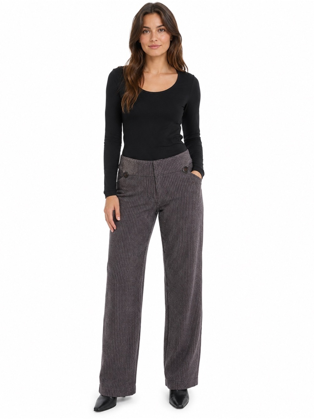 Zinc Pink and Gray Striped Crop Pants 5